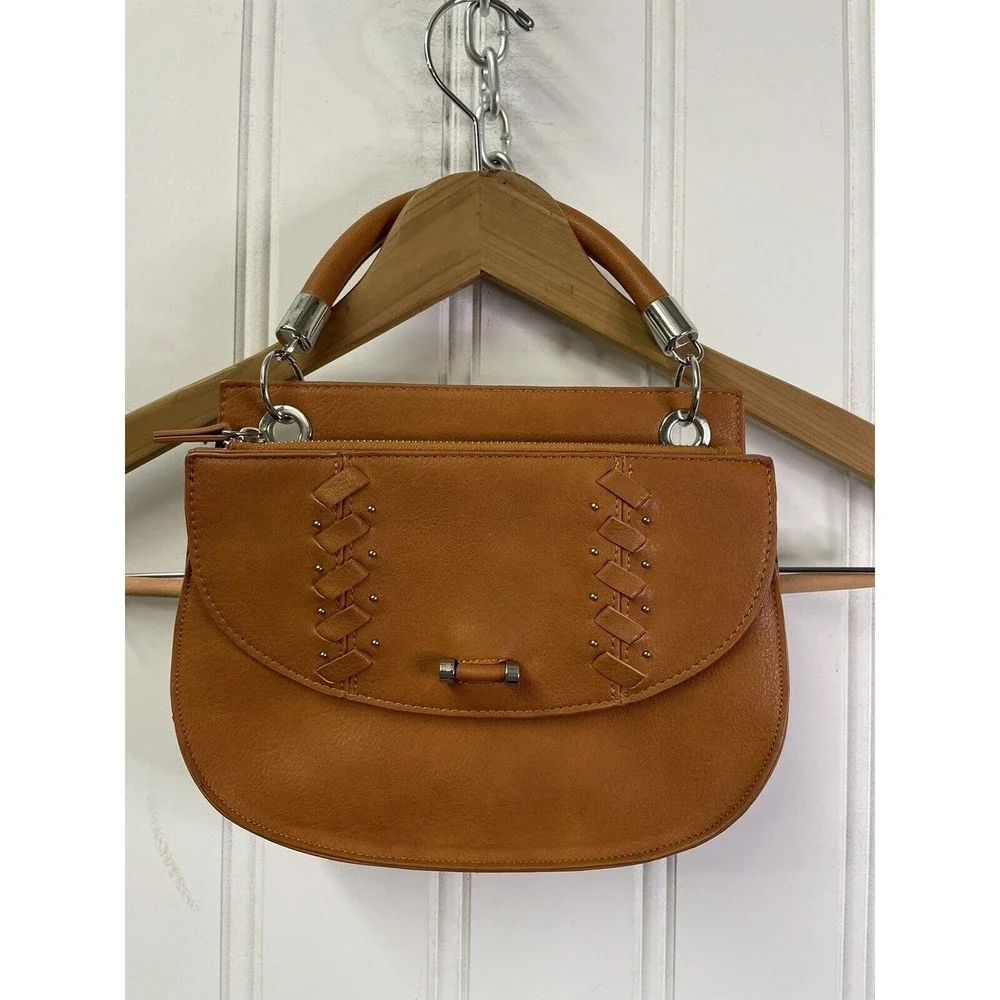 Danielle Nicole Brown Theia Studded Stitched Top Handle Handbag Purse